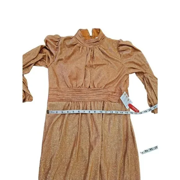 Mac Duggal Bishop Sleeve High Neck Dress Sz 12 - Picture 11 of 11